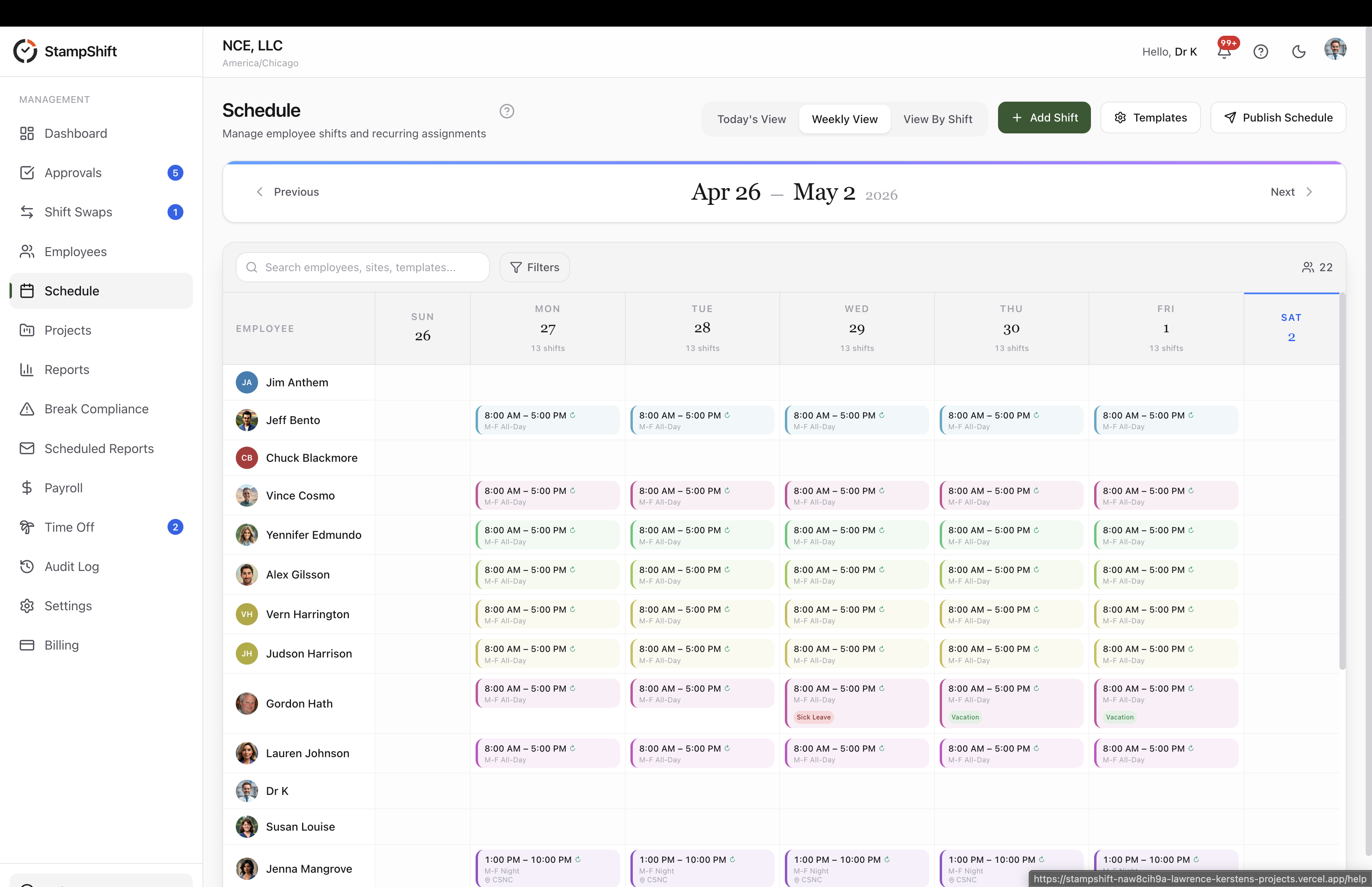 Employee Shift Scheduling Software | Template-Based Schedule Builder